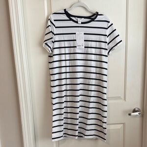 Striped Navy and White T-Shirt Dress